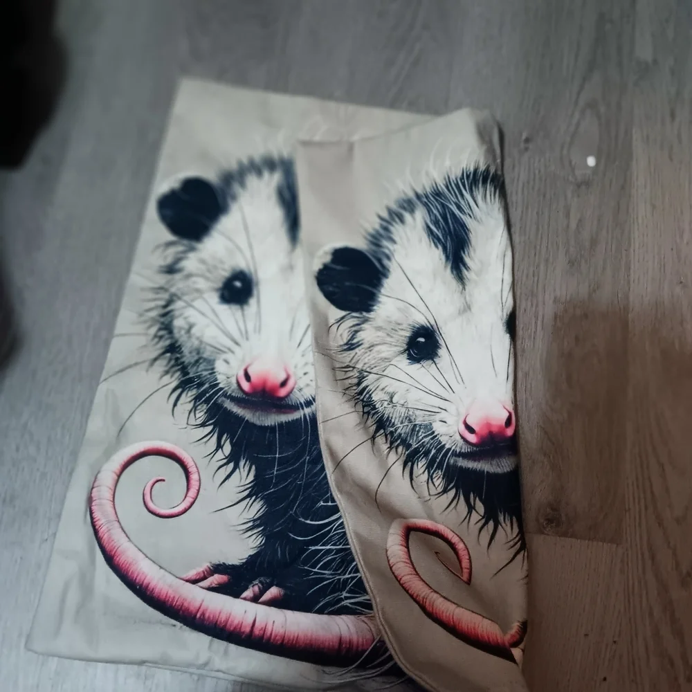 Opossum Graphic Accent Pillow Cover with Pink Tail Accent 18x18